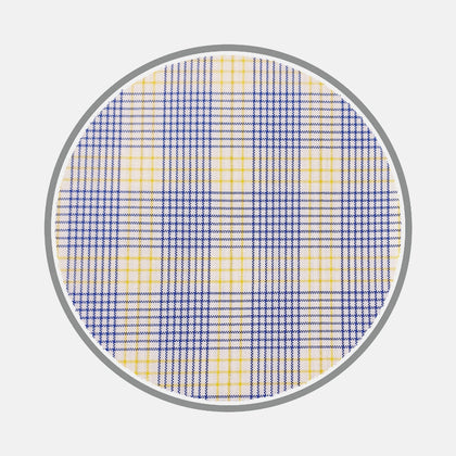 Blue and Yellow Multi Check Silverline Cotton Fabric