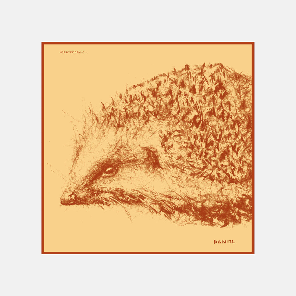 DANIEL PERKIN RED HEDGEHOG POCKET SQUARE