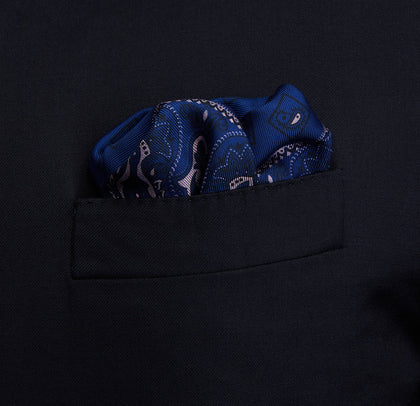 Pink & Navy Double-Faced Paisley Silk Bandana Pocket Square