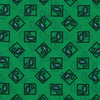View 3 of product The Green & Blue Double-Faced Paisley Silk Bandana Pocket Square by Turnbull & Asser features a detailed paisley and geometric print with brand accents at the corners.