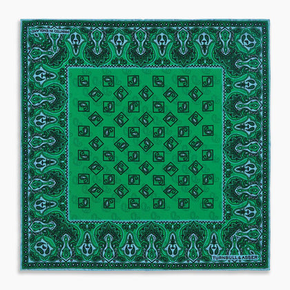 Green & Blue Double-Faced Paisley Silk Bandana Pocket Square Image 3