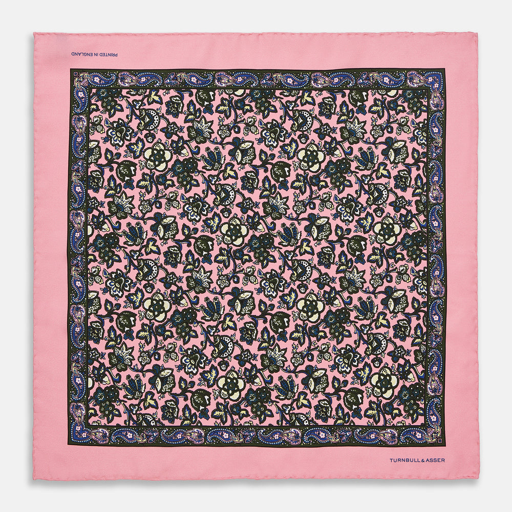 Pink Floral Silk Pocket Square