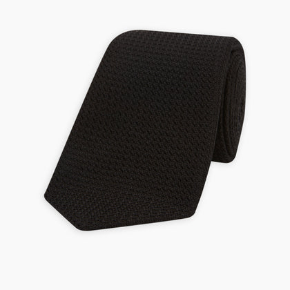 Seven-Fold Black Grenadine Silk Tie Image 4