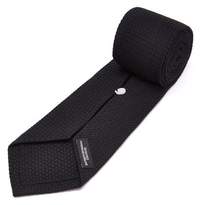 Seven-Fold Black Grenadine Silk Tie Image 3
