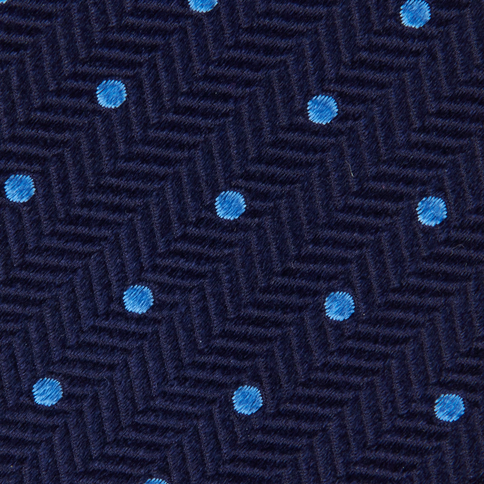 Seven-Fold Navy & Light Blue Spot Herringbone Silk Tie