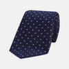 Seven-Fold Navy and White Spot Lace Silk Tie