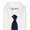 Seven-Fold Navy and White Spot Lace Silk Tie