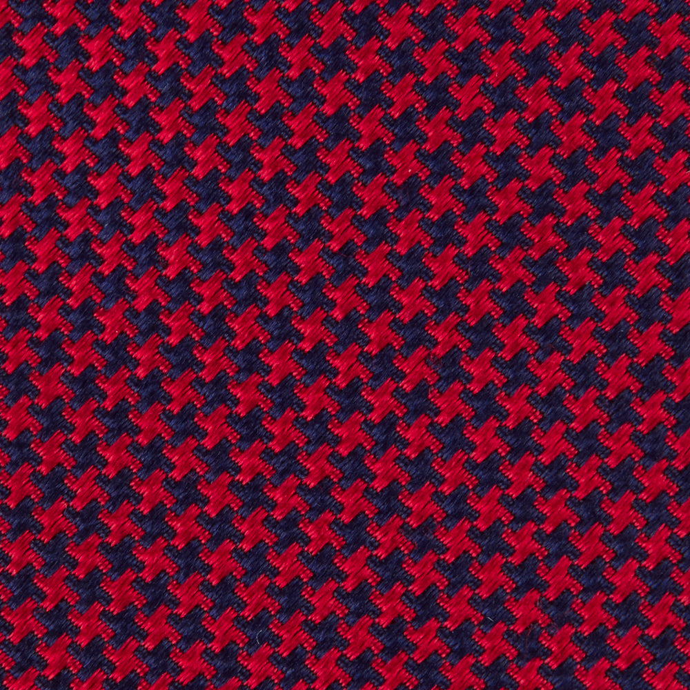 Seven-Fold Navy and Red Houndstooth Silk Tie
