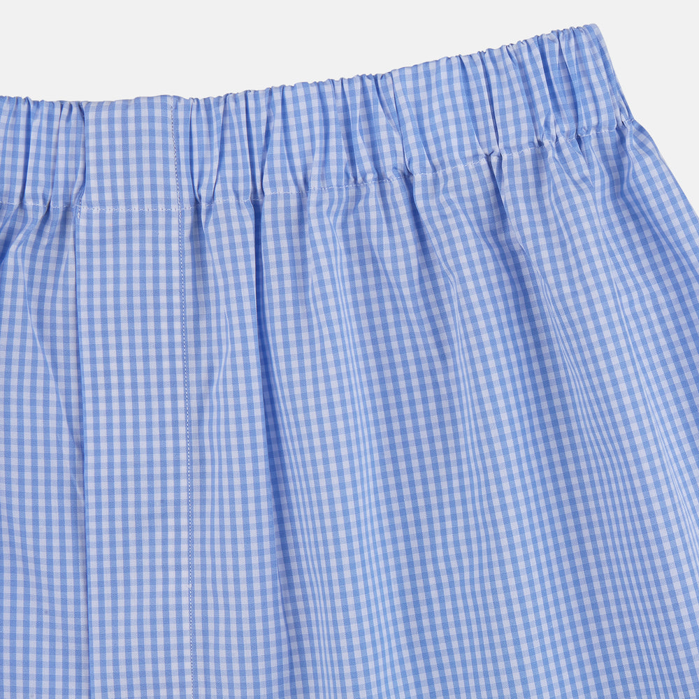 Sky Blue Gingham Check Boxer Shorts