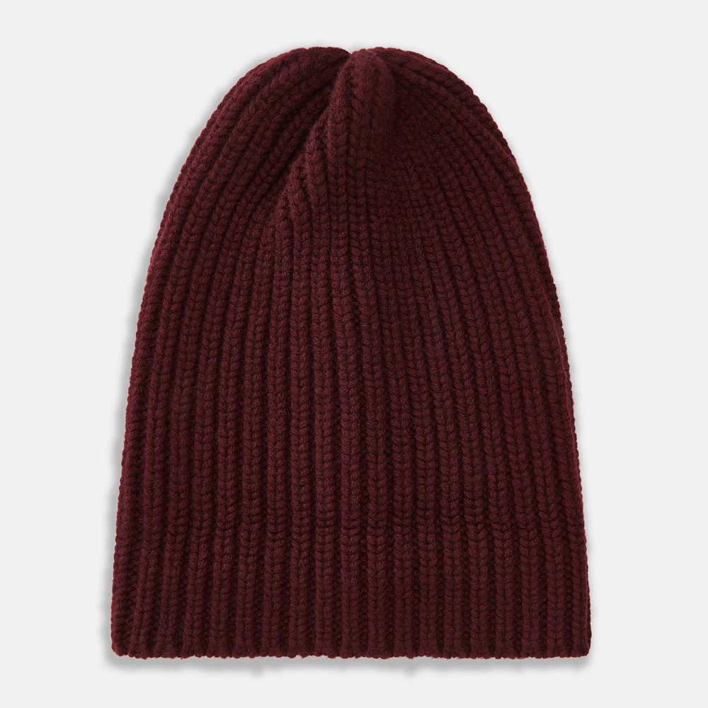 Burgundy Cashmere Ribbed Hat