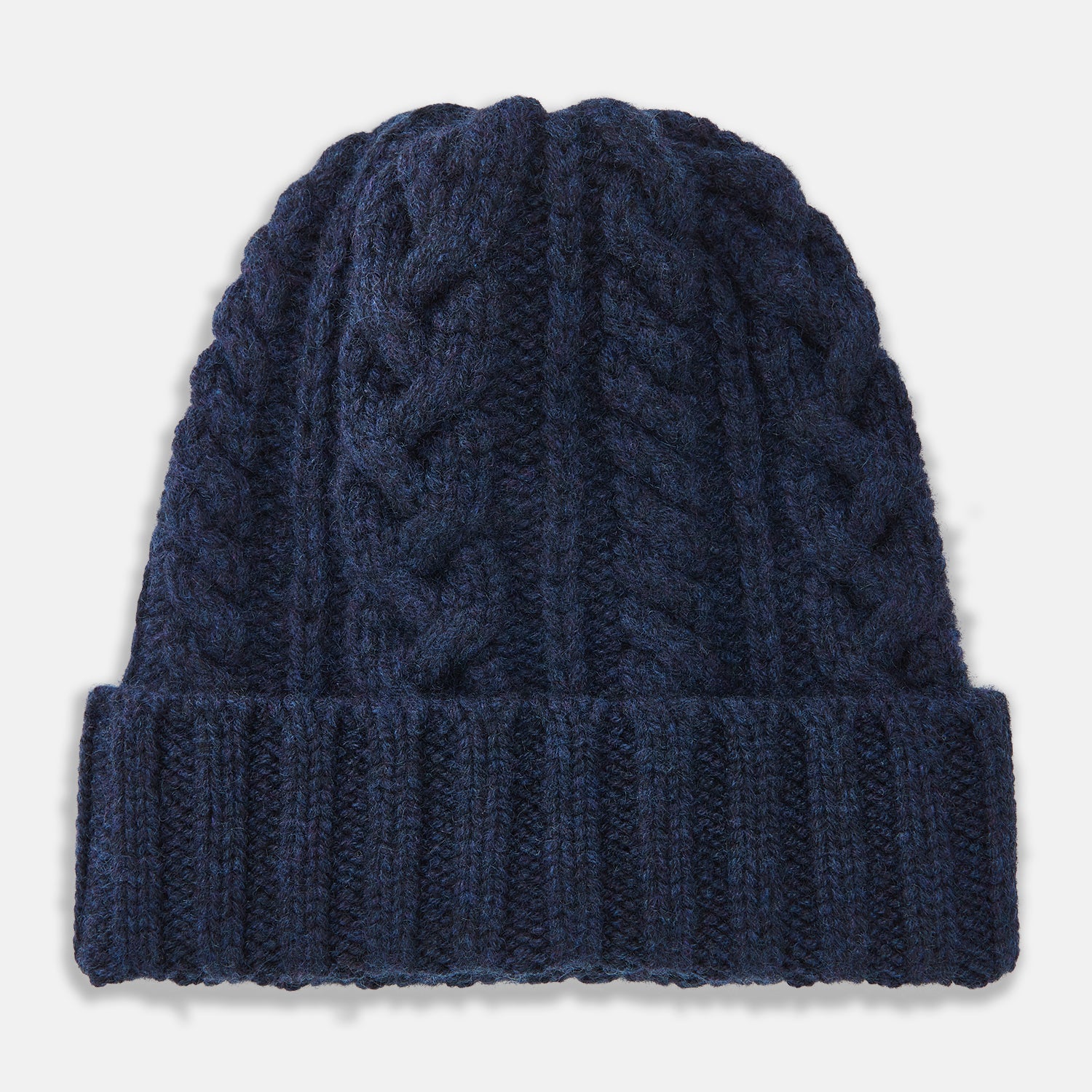 Navy Cable Knit Cashmere Hat