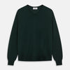 View 1 of product The Turnbull & Asser Forest Green Fine Merino V-Neck Jumper, shown laid flat on a white background, features classic Scottish knitwear details with ribbed cuffs and hem for a timeless look.