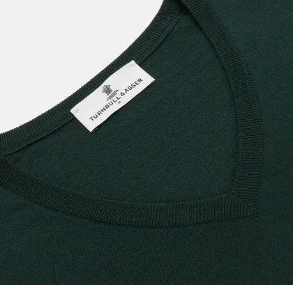 Forest Green Fine Merino V-Neck Jumper