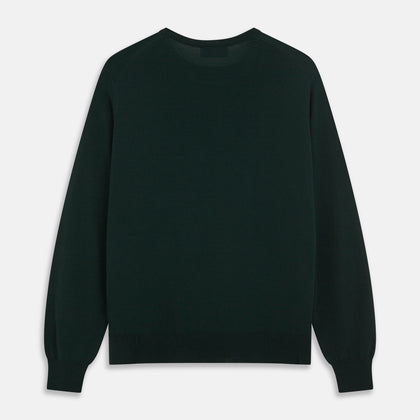 Forest Green Crew Neck Merino Jumper Image 2
