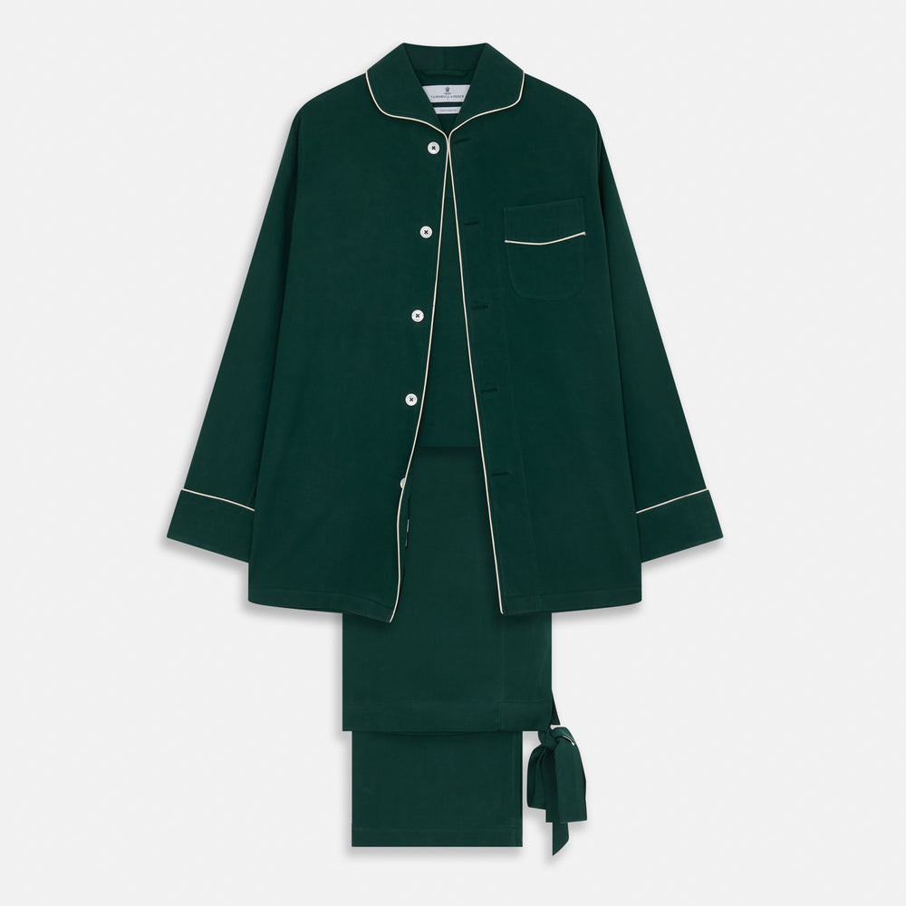 Dark Green Silk Pyjama Set