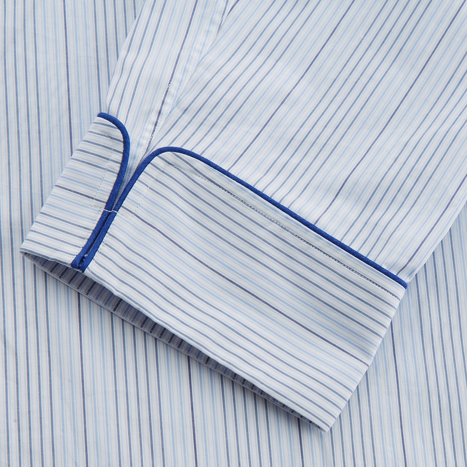 Blue and White Stripe Twill Cotton Pyjama Set