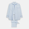 Blue and White Stripe Twill Cotton Pyjama Set