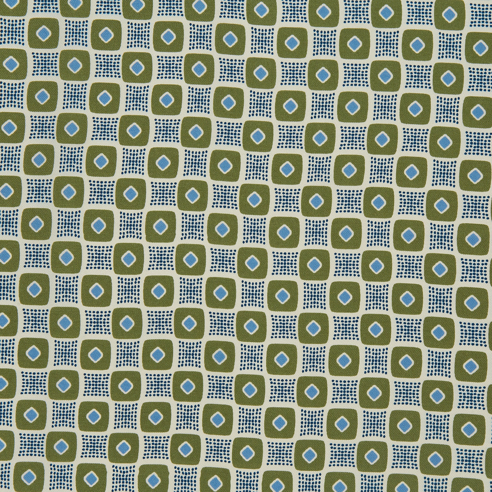 Green Medallion Print Silk Pocket Square
