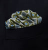 Green Medallion Print Silk Pocket Square