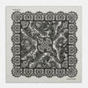 View 1 of product The White Persian Paisley Pocket Square by Turnbull & Asser features a refined black paisley and floral pattern with a decorative border, making it a sophisticated, festive gift.
