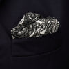 View 3 of product The White Persian Paisley Pocket Square by Turnbull & Asser features a refined black paisley and floral pattern with a decorative border, making it a sophisticated, festive gift.