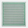 View 1 of product The Turnbull & Asser Green Dressing Gowns Pocket Square features a white silk base with green lines and a repeating pattern of green and black illustrated golfers, inspired by classic Turnbull dressing gown designs.