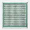 View 4 of product The Turnbull & Asser Green Dressing Gowns Pocket Square features a white silk base with green lines and a repeating pattern of green and black illustrated golfers, inspired by classic Turnbull dressing gown designs.
