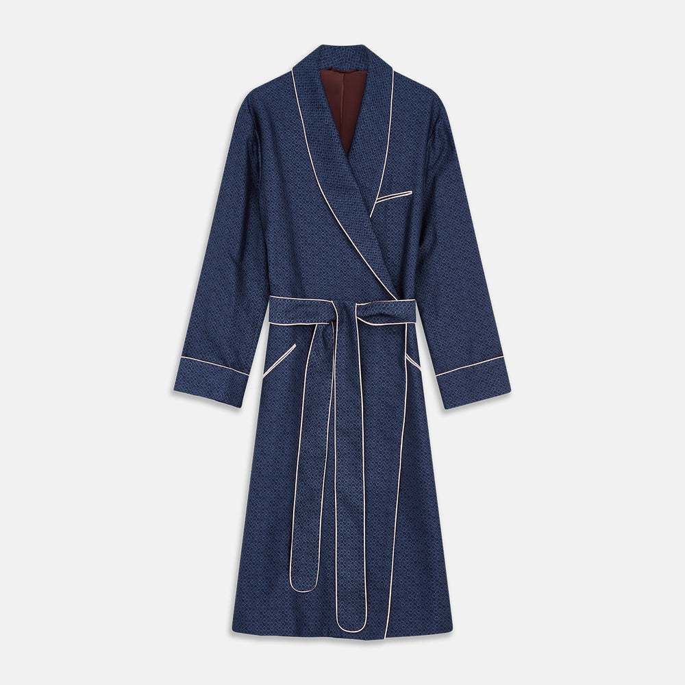 Blue Multi Circle Silk Jacquard Gown