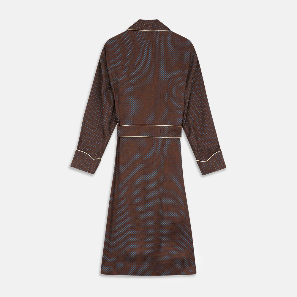 Brown Floral Silk Jacquard Gown