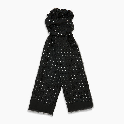 Black & White Spot Superfine Cashmere Scarf Image 2