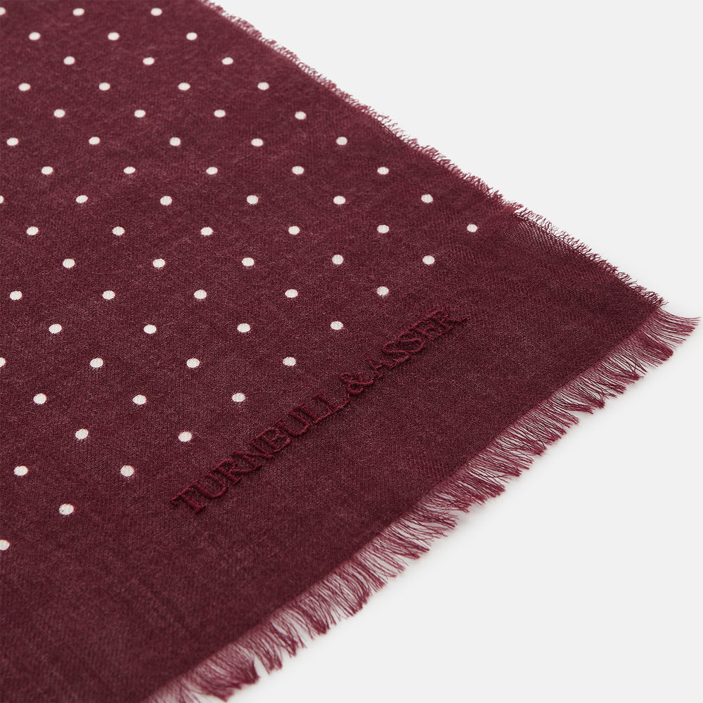 Burgundy & White Spot Superfine Cashmere Scarf