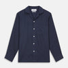 Holiday Fit Navy Cotton and Cashmere Blend Shirt with 1-Button Cuffs