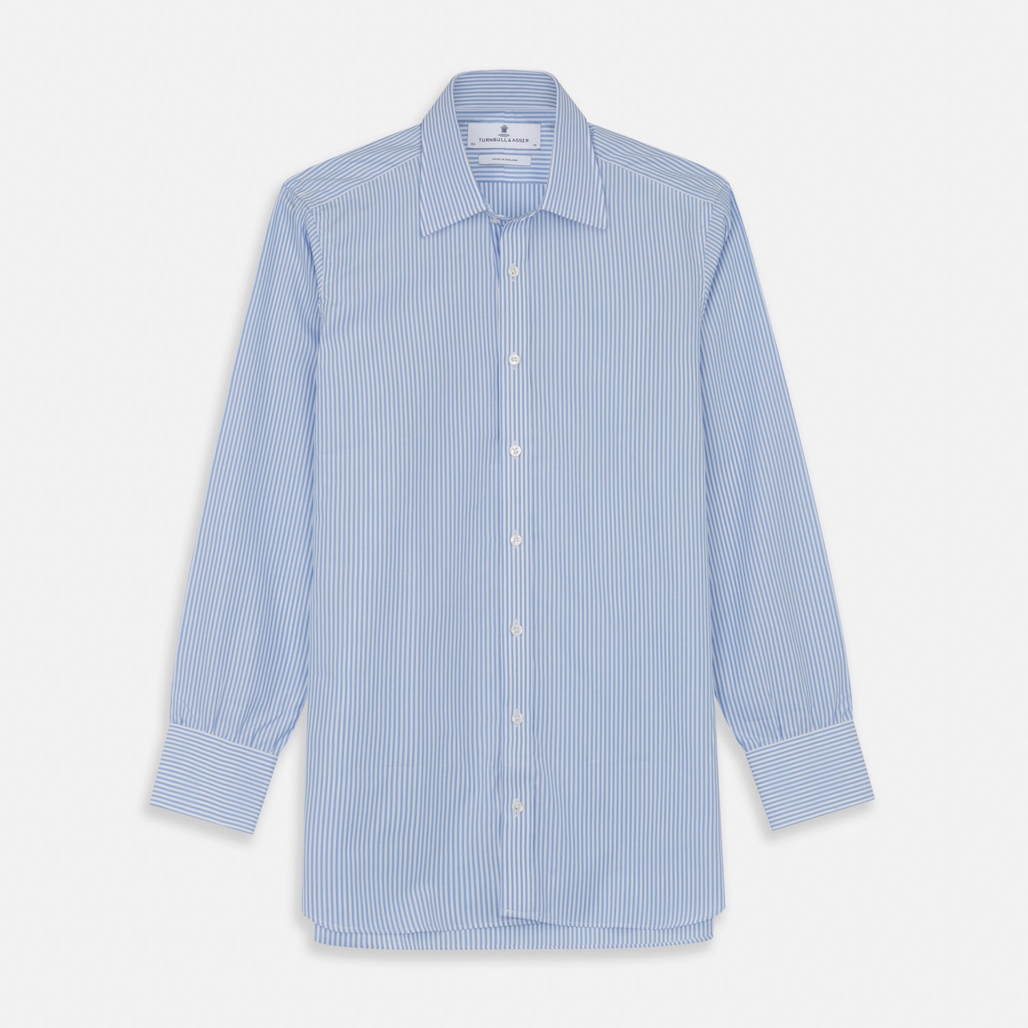 Light Blue Bengal Stripe Shirt T Collar 3 Button Cuffs