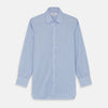 View 1 of product A beige graph check regular fit shirt by Turnbull & Asser, featuring a T&A collar and 3-button cuffs, is neatly laid flat on a white background.