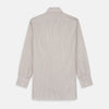View 5 of product The Turnbull & Asser Sand Bengal Stripe Regular Fit Shirt features thin sand stripes, a T&A collar, and 3-button cuffs. Shown laid flat on a white background.