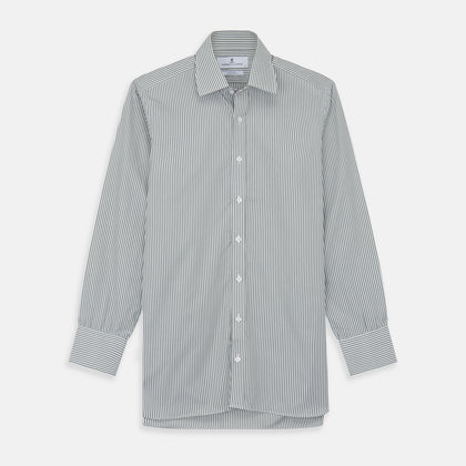 Green Bengal Stripe Regular Fit Shirt with T&A Collar and 3-Button Cuffs