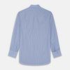 View 6 of product A neatly folded Turnbull & Asser Blue Stripe Regular Fit Shirt with T&A collar and square double cuffs, featuring long sleeves and thin white stripes on a light blue base, displayed on a plain white background.