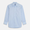 View 1 of product Green Stripe Regular Fit Shirt by Turnbull & Asser, featuring a T&A collar and double cuffs, displayed against a white background.