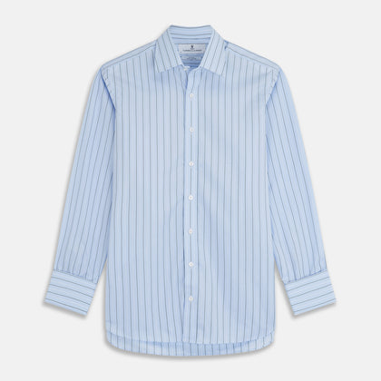 Green Stripe Regular Fit Shirt with T&A Collar and Double Cuffs