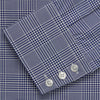 View 5 of product The Turnbull & Asser Navy Check Shirt, featuring a T&A collar and 3-button cuffs, is displayed on a white background.