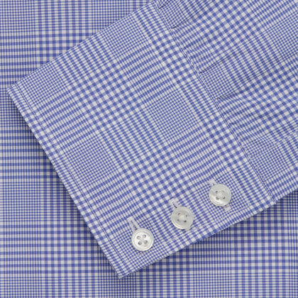 Blue Check Shirt with T&A Collar and 3-Button Cuffs Image 4