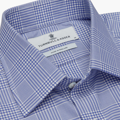 Blue Check Shirt with T&A Collar and 3-Button Cuffs Image 3