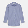 View 1 of product The Turnbull & Asser Blue Check Shirt features a T&A collar, 3-button cuffs, and a tonal blue check pattern in royal cotton twill. This long-sleeved, regular fit shirt is displayed on a white background.