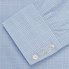 View 5 of product The Turnbull & Asser Pale Blue Check Shirt features a T&A collar, 3-button cuffs, and a subtle tonal check in royal cotton twill. It’s long-sleeved, regular fit, and shown flat on a white background.