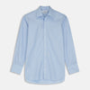 View 1 of product The Turnbull & Asser Pale Blue Check Shirt features a T&A collar, 3-button cuffs, and a subtle tonal check in royal cotton twill. It’s long-sleeved, regular fit, and shown flat on a white background.