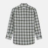 View 6 of product The Turnbull & Asser Green Check Shirt features a classic T&A collar, white buttons down the front and on 3-button cuffs, and a bold green, white, and black plaid pattern.