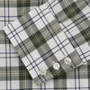 View 5 of product The Turnbull & Asser Green Check Shirt features a classic T&A collar, white buttons down the front and on 3-button cuffs, and a bold green, white, and black plaid pattern.