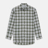 View 1 of product The Turnbull & Asser Green Check Shirt features a classic T&A collar, white buttons down the front and on 3-button cuffs, and a bold green, white, and black plaid pattern.