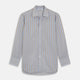 Blue and Brown Stripe Poplin Shirt with T&A Collar and Three-Button Cuffs