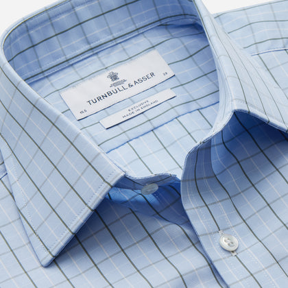 Green Graph Check Regular Fit Shirt with T&A Collar and 3-Button Cuffs